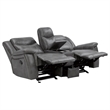 Pemberly Row Contemporary Faux Leather Motion Reclining Loveseat in Gray