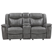 Pemberly Row Contemporary Faux Leather Motion Reclining Loveseat in Gray