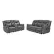 Pemberly Row 2-Piece Upholstered Faux Leather Motion Sofa Set in Gray