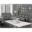 Pemberly Row 2-Piece Upholstered Faux Leather Motion Sofa Set in Gray