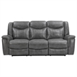 Pemberly Row Contemporary Upholstered Faux Leather Motion Sofa in Gray