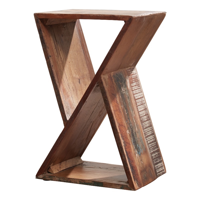 Pemberly Row Farmhouse Wood Geometric Storage Accent Table in Natural