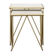 Pemberly Row 2-Piece Marble Top Nesting Table in White and Gold