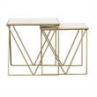 Pemberly Row 2-Piece Marble Top Nesting Table in White and Gold
