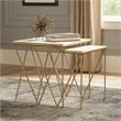 Pemberly Row 2-Piece Marble Top Nesting Table in White and Gold