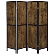 Pemberly Row Farmhouse Wood Four Panels Room Divider with Clean Lines in Nutmeg