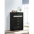 Pemberly Row Contemporary Wood 5-Drawer Rectangular Chest in Black