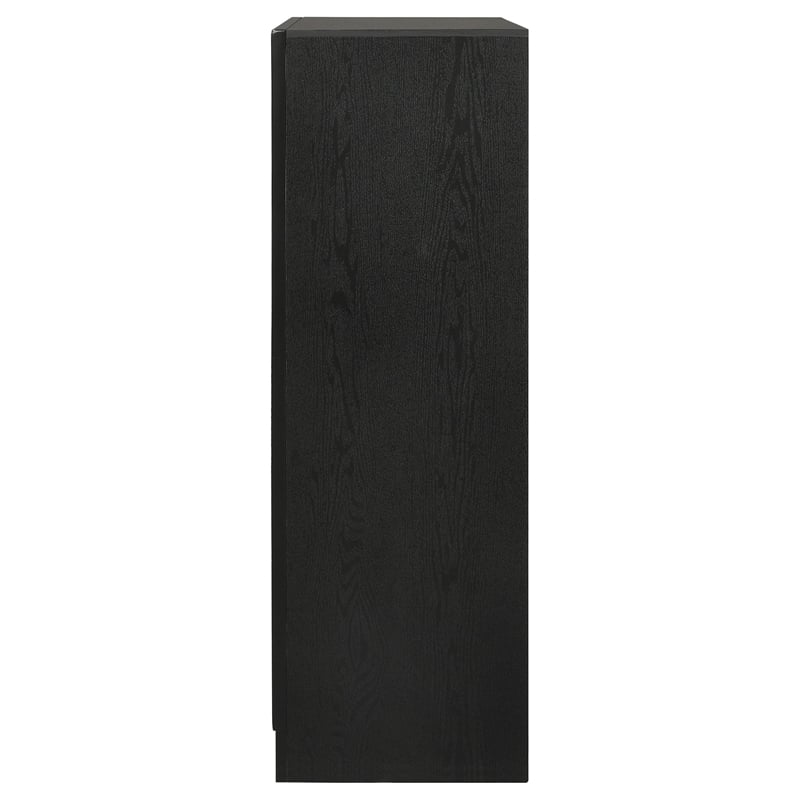 Pemberly Row Contemporary Wood 5-Drawer Rectangular Chest in Black