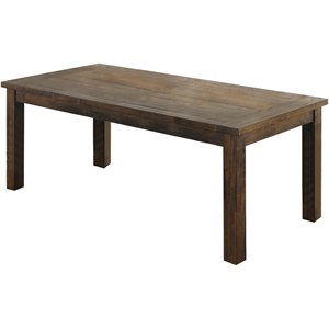 Pemberly Row Rectangular Farmhouse Wood Dining Table with Simple Lines in Brown