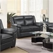 Pemberly Row Contemporary Faux Leather Pillow Top Arm Upholstered Gray Loveseat