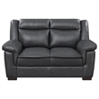 Pemberly Row Contemporary Faux Leather Pillow Top Arm Upholstered Gray Loveseat
