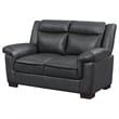 Pemberly Row Contemporary Faux Leather Pillow Top Arm Upholstered Gray Loveseat