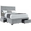 Pemberly Row 4-Drawer Button Tufted Fabric Eastern King Storage Bed in Gray