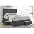 Pemberly Row 4-Drawer Button Tufted Fabric Eastern King Storage Bed in Charcoal