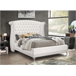 Pemberly Row Wingback Tufted Velvet Upholstered California King Bed in White
