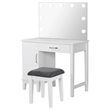 Pemberly Row Wood Vanity Set with LED Lights White and Dark Gray