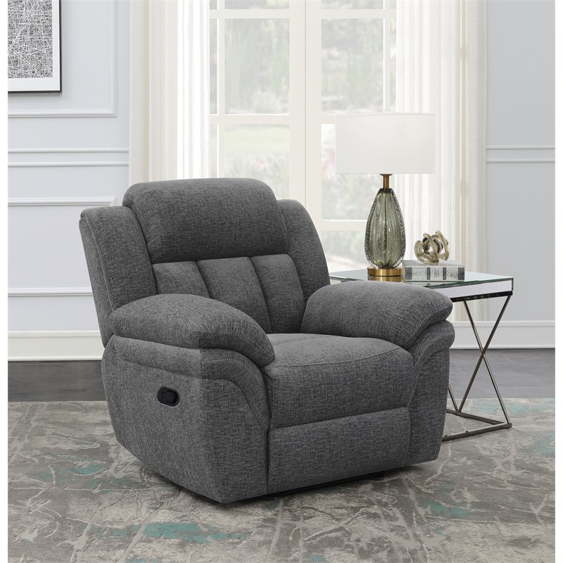 Pemberly Row Contemporary Chenille Upholstered Glider Recliner Charcoal