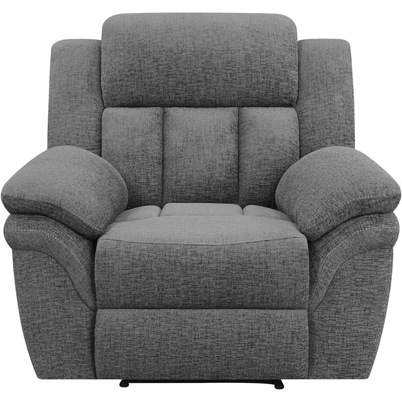 Pemberly Row Contemporary Chenille Upholstered Glider Recliner Charcoal