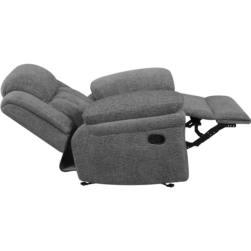 Pemberly Row Contemporary Chenille Upholstered Glider Recliner Charcoal