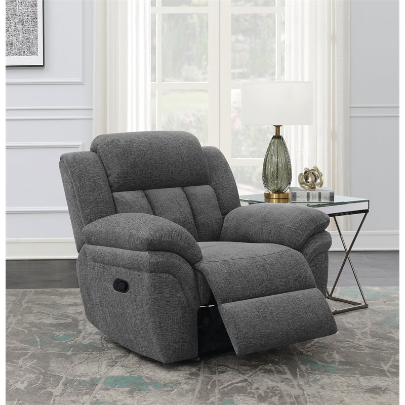 Pemberly Row Contemporary Chenille Upholstered Glider Recliner Charcoal