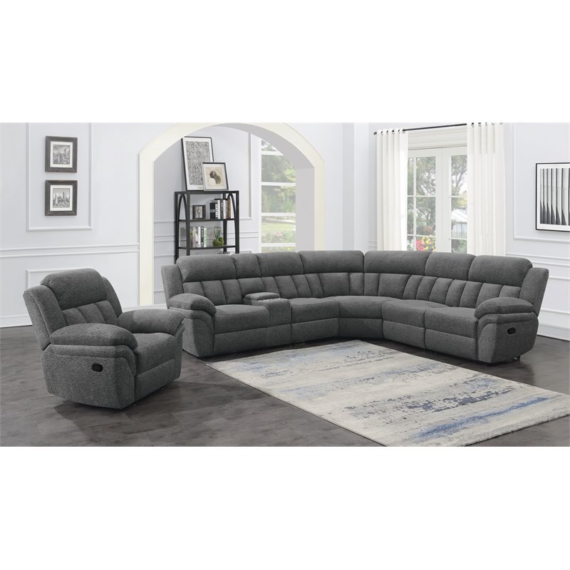 Pemberly Row Contemporary Chenille Upholstered Glider Recliner Charcoal