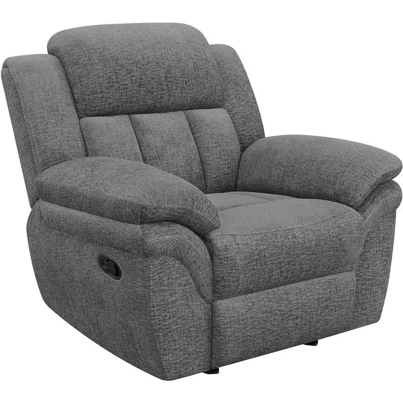 Pemberly Row Contemporary Chenille Upholstered Glider Recliner Charcoal