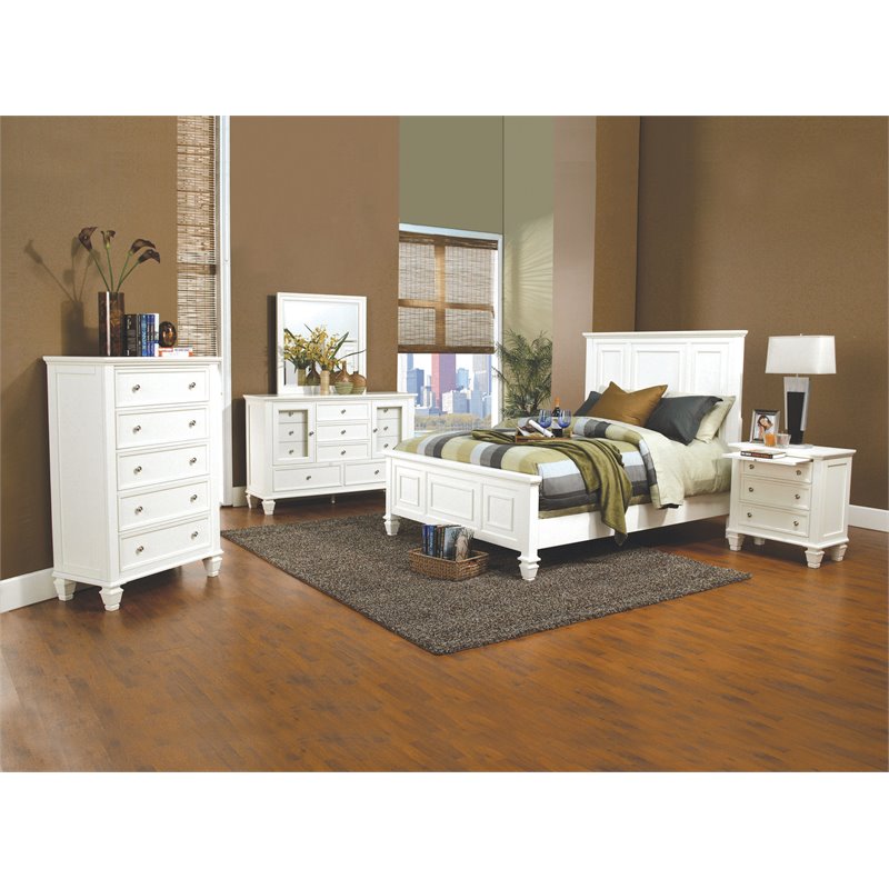 Pemberly Row Coastal 4-piece Queen Wood Bedroom Set Buttermilk