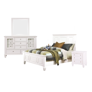 Pemberly Row Coastal 4-piece Queen Wood Bedroom Set Buttermilk