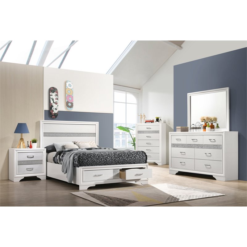 Pemberly Row Contemporary 5-piece Full Storage Wood Bedroom Set White