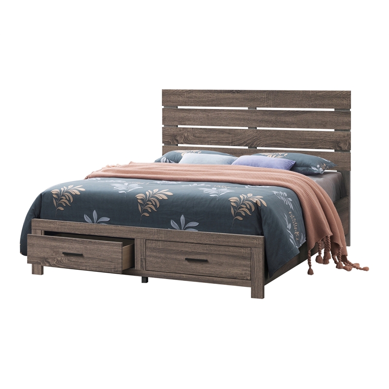 Pemberly Row 5-piece Eastern King Storage Wood Bedroom Set in Barrel Oak