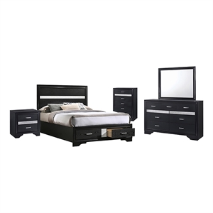 Pemberly Row 5-piece California King Platform Storage Wood Bedroom Set Black