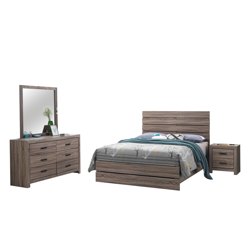 Pemberly Row 4-piece Eastern King Panel Wood Bedroom Set in Barrel Oak
