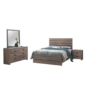 Pemberly Row 4-piece Queen Panel Wood Bedroom Set in Barrel Oak
