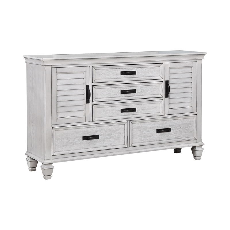 Pemberly Row 4-piece Eastern King Panel Wood Bedroom Set in Antique White