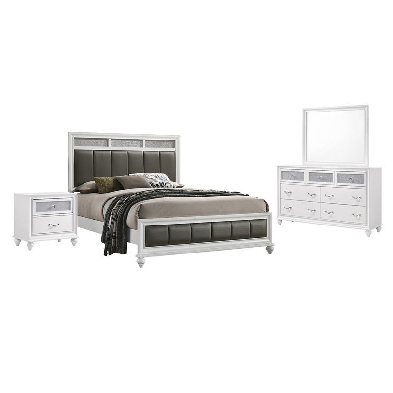 Pemberly Row 4-piece California King Panel Wood Bedroom Set White and Gray