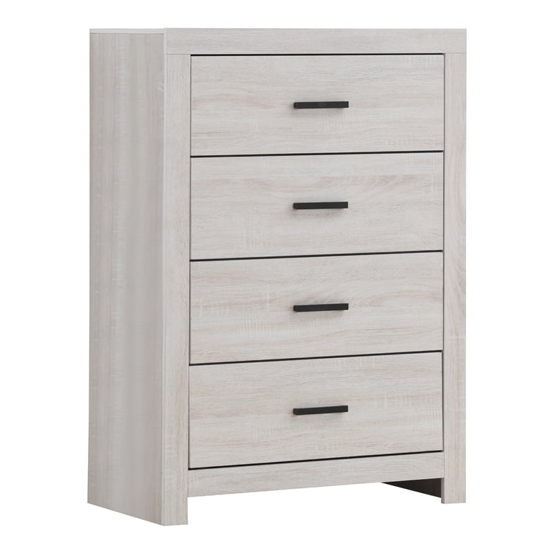 Pemberly Row 5-piece Queen Panel Wood Bedroom Set in Coastal White