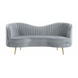 Pemberly Row Transitional Velvet Upholstered Loveseat in Gray