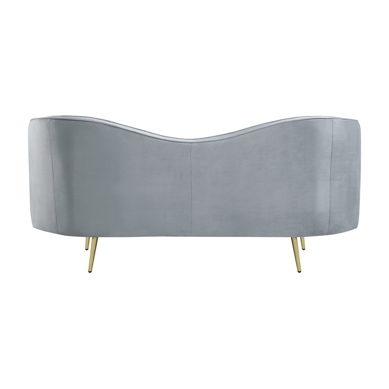Pemberly Row Transitional Velvet Upholstered Loveseat in Gray