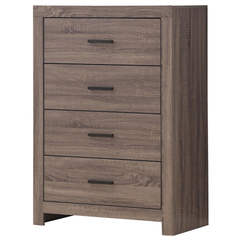 Pemberly Row Farmhouse Wood Chest with English Dovetail 4-Drawer in Barrel Oak