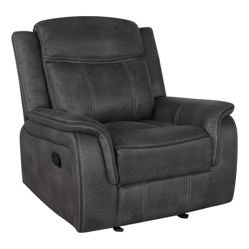 Pemberly Row Faux Leather Upholstered Tufted Back Glider Recliner Charcoal