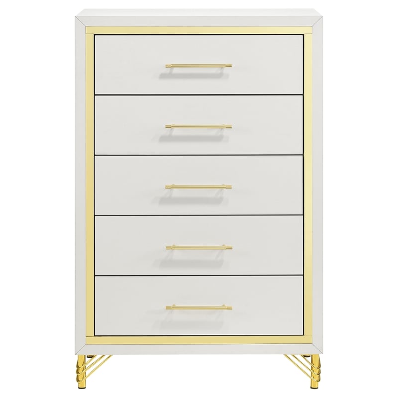 Pemberly Row 5-drawer Wood Rectangular Bedroom Chest in White
