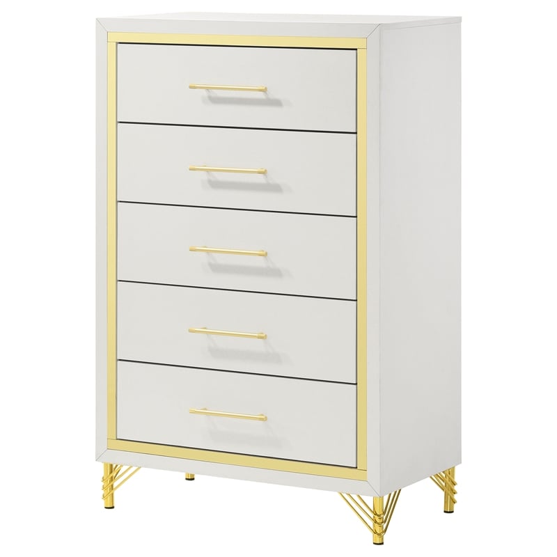 Pemberly Row 5-drawer Wood Rectangular Bedroom Chest in White