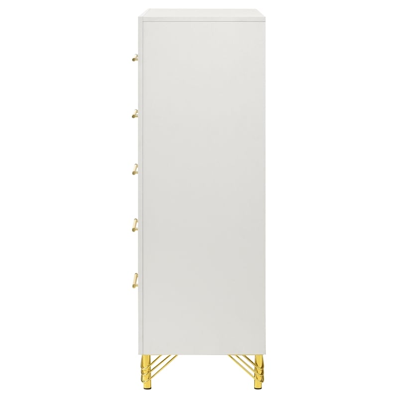 Pemberly Row 5-drawer Wood Rectangular Bedroom Chest in White