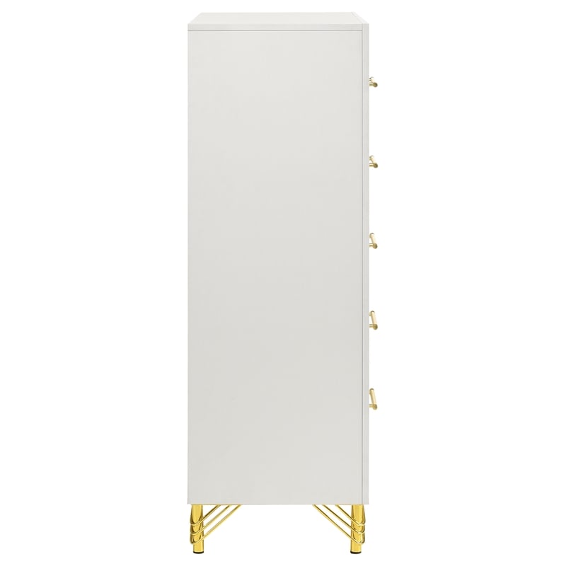 Pemberly Row 5-drawer Wood Rectangular Bedroom Chest in White