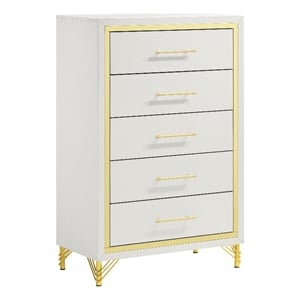 Pemberly Row 5-drawer Wood Rectangular Bedroom Chest in White