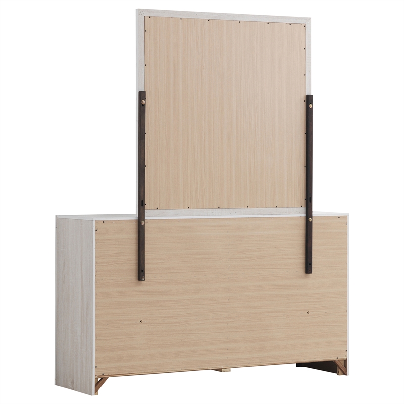 Pemberly Row 6-drawer Wood Dresser with Mirror Coastal White