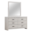 Pemberly Row 6-drawer Wood Dresser with Mirror Coastal White
