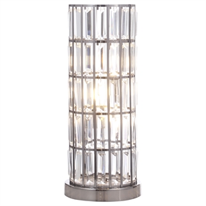 Pemberly Row 20-inch Crystal Shade Bedside Metal Table Lamp Black