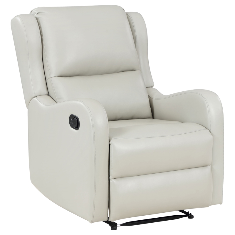 Pemberley Row Faux Leather Ivory Recliner Chair Non-Power Wall Hugger 38.25