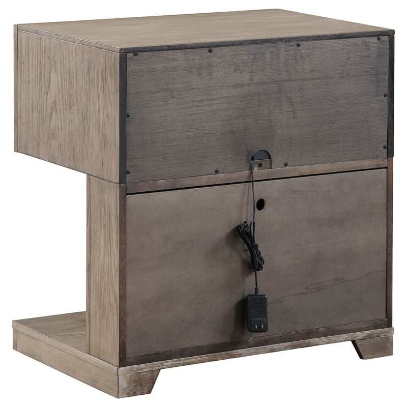 Pemberly Row 1-Drawer Rectangular Transitional Wood Nightstand Barley Brown